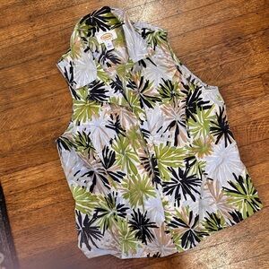 Vintage Talbots Green and Black Patterned Blouse